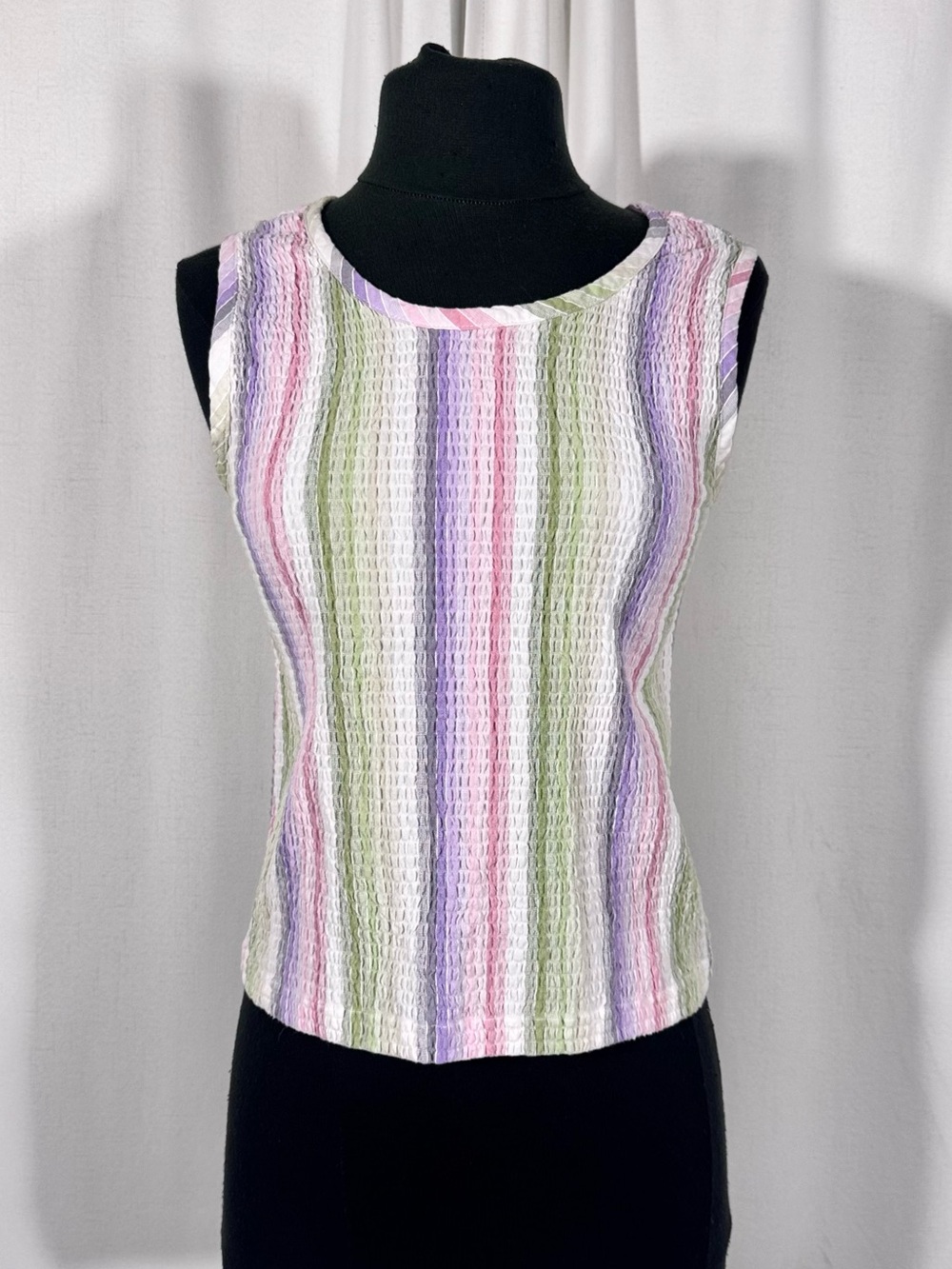 Vintage Cabin Creek Pastel Striped Seersucker Top